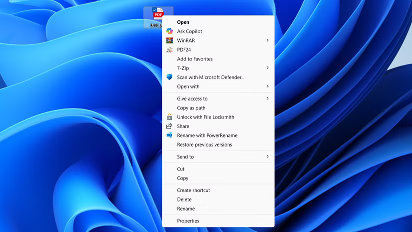 Menu chuột phải cũ trong Windows 11