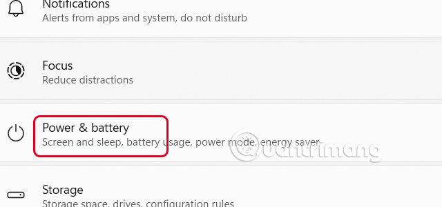Chỉnh Power & battery Windows 11
