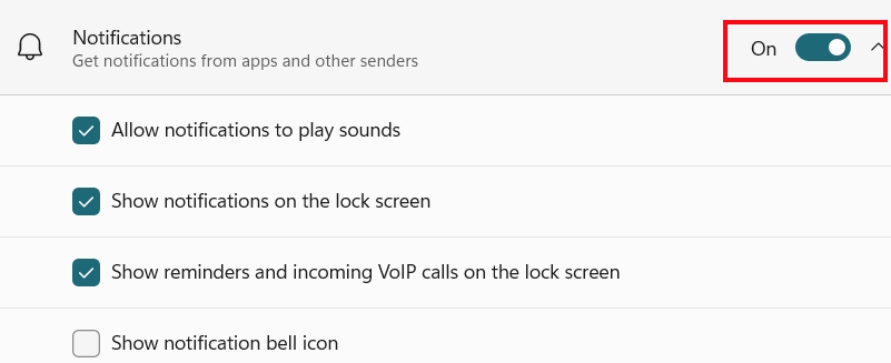 Bật thông báo trên Windows 11