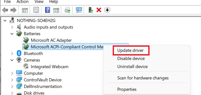 Cập nhật trình quản lý pin Windows 11