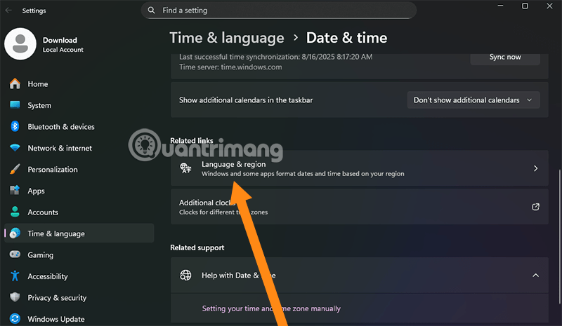 đổi định dạng ngày giờ win 11