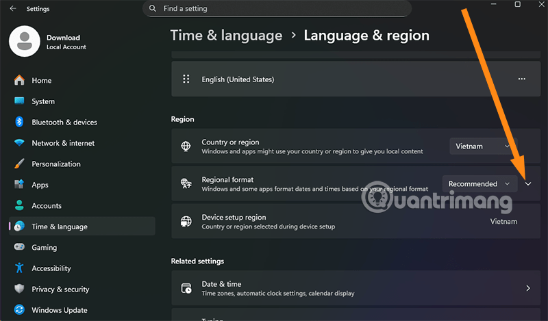đổi định dạng ngày giờ windows 11