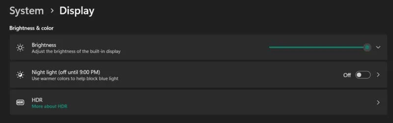 Điều hướng đến HDR trong Display