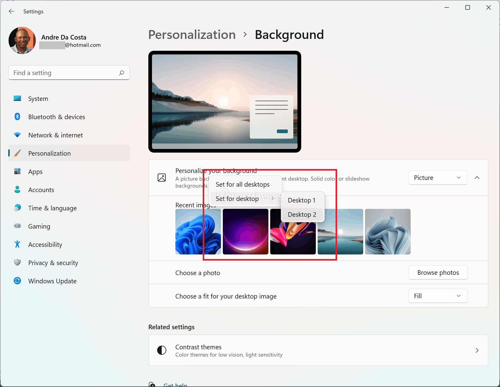 Cài hình nền cho màn hình phụ