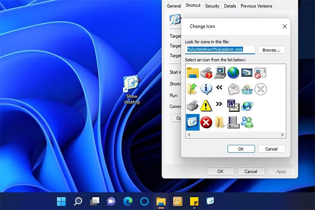 Biểu tượng Show desktop của Windows XP