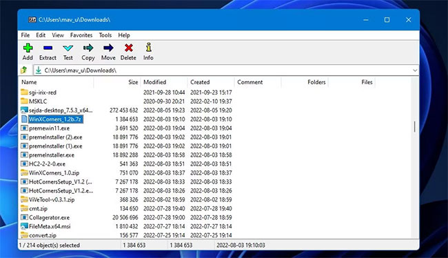 Tùy chọn Extract của 7-Zip