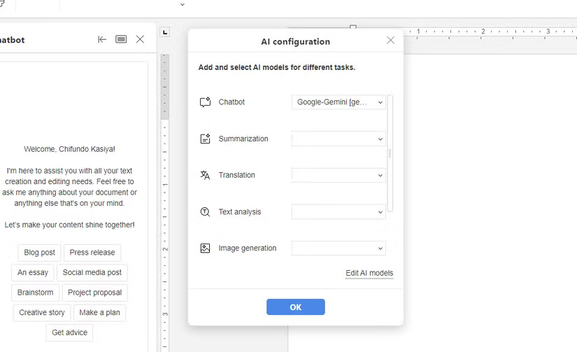 Thêm AI vào ONLYOFFICE