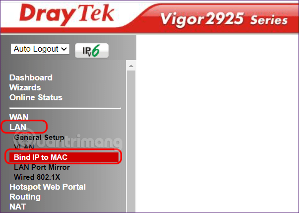Tìm cài đặt Bind IP to MAC