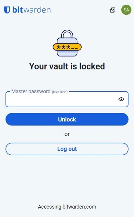 Kho lưu trữ BitWarden bị khóa trong trường hợp khẩn cấp.