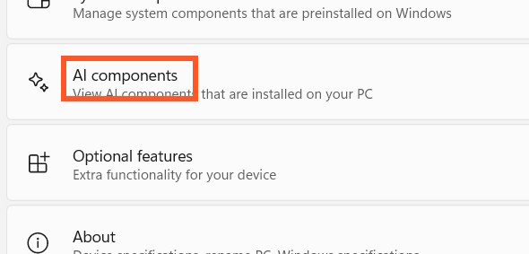 AI components Windows 11
