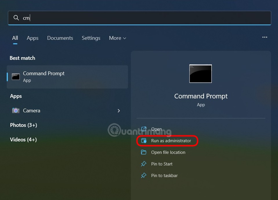 mở cửa sổ lệnh Command Prompt