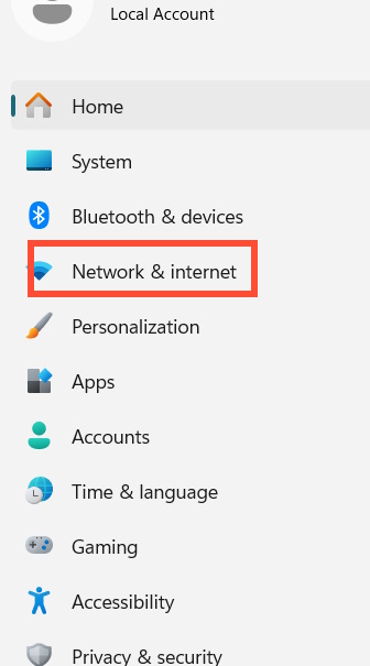 Chỉnh kết nối Internet Windows 11